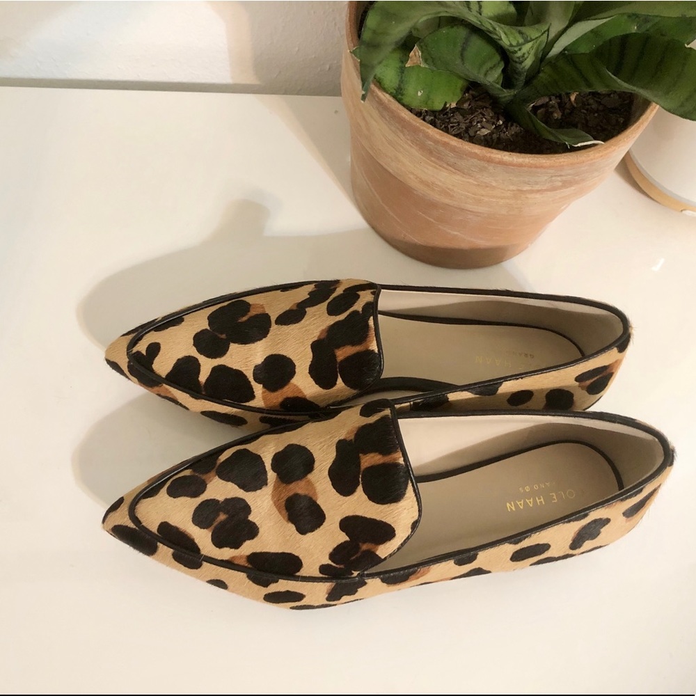 NWOT Cole Haan Leopard Print Calf Hair Flats